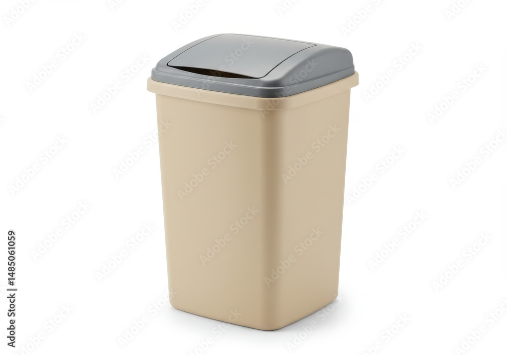 Beige trash can isolated on transparent background Beige trash can isolated on transparent background