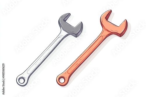 Wallpaper Mural Two adjustable wrenches, one gray, one orange,  showcasing a simple illustration style, ideal for technical drawings or repair icons Torontodigital.ca