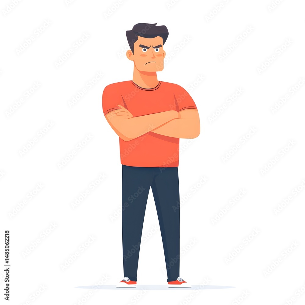 Professional Image of An Angry Man Standing with Crossed Arms and No Sign Professional Image of An Angry Man Standing with Crossed Arms and No Sign