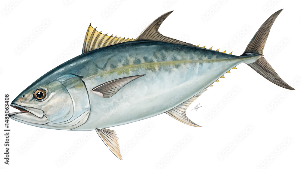 kingfish fish isolated on white background PNG. AI GENERATED kingfish fish isolated on white background PNG. AI GENERATED