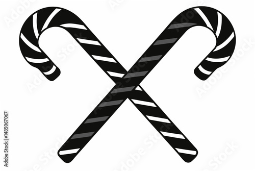 2 cross candy cane  silhouette