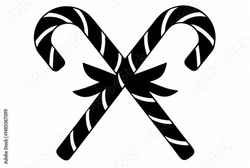 2 cross candy cane  silhouette