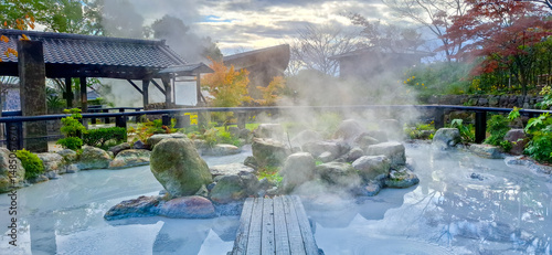 Hells of Beppu, place of scenic beauty in the onsen town of Beppu, all of the seven hells is called Beppu Jigoku Meguri, Beppu, Oita, Kyushu, Japan