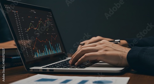 Businessperson Analyzing Data on Laptop