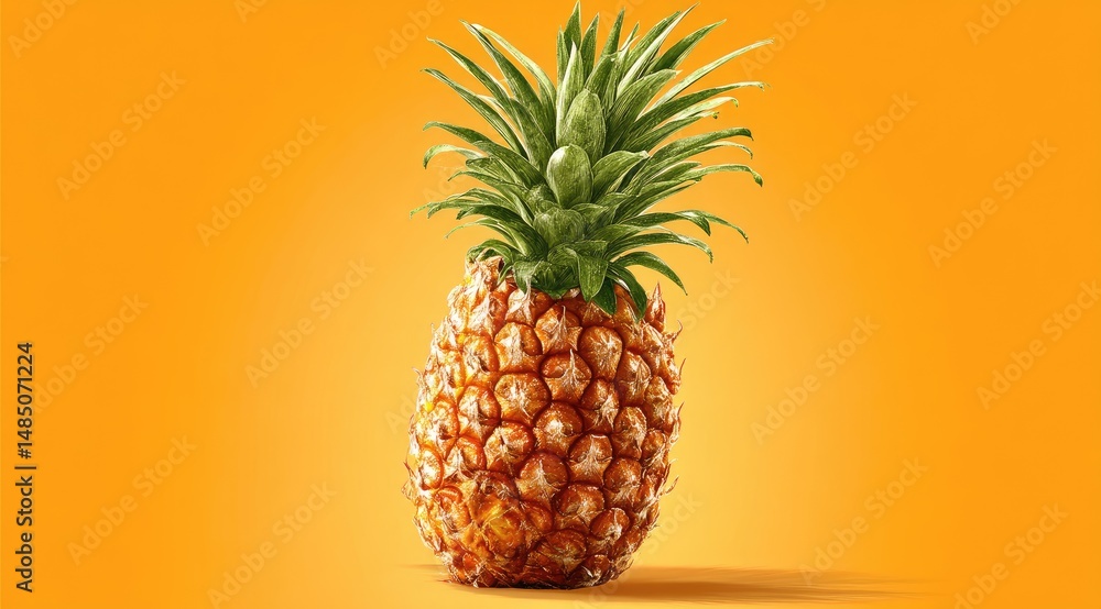 Fresh pineapple on orange background Fresh pineapple on orange background