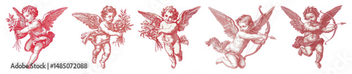 Wallpaper Mural PNG Vintage cherubs with wings, element set on transparent background Torontodigital.ca