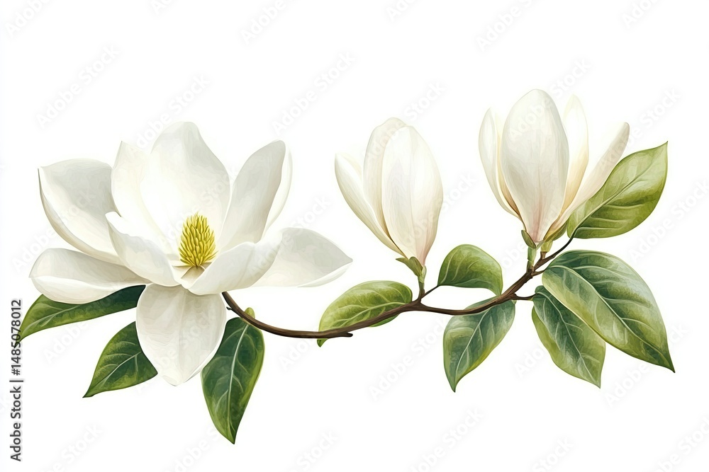 Obraz premium Delicate magnolia blossoms on branch