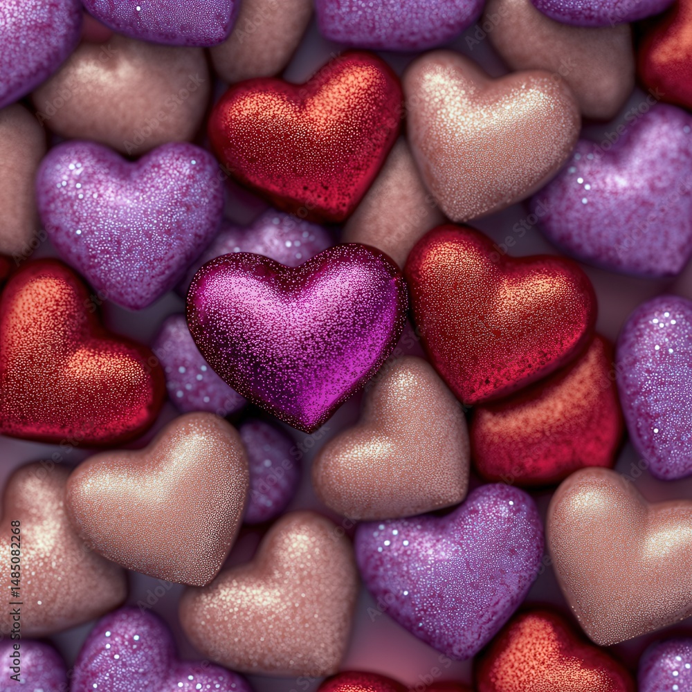 Obraz premium Collection of sparkling heart shaped decorations