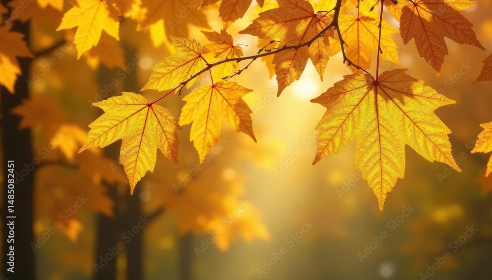 Golden beech leaves on branches, autumn sunlight , park, golden Golden beech leaves on branches, autumn sunlight , park, golden