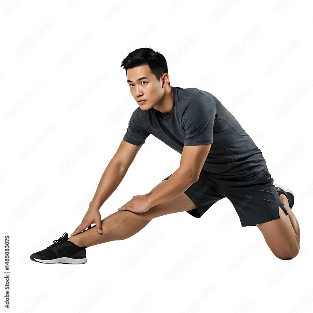 Athletic man doing stretching Athletic man doing stretching