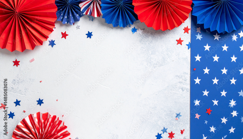 Obraz premium 4th of July American Independence Day decorations, made from paper and confetti