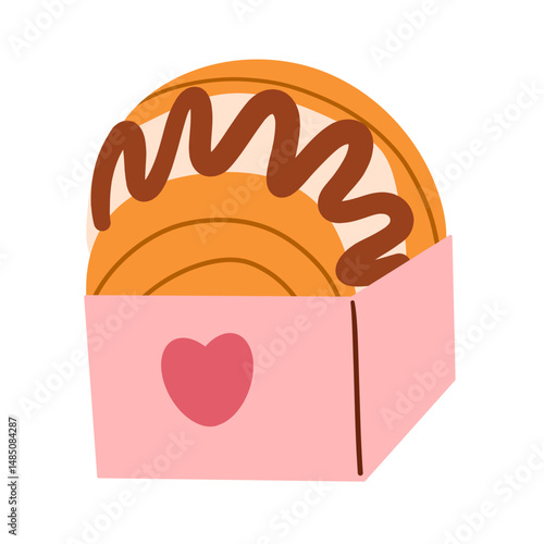 Churros icon. Illustration of traditional Spanish and Mexican sweet dessert and chocolate dip isolated on a white background. Vector 10 EPS. Hand drawn doodle illustration.