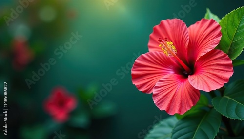 Wallpaper Mural Bold hibiscus blooms, vibrant tropical foliage, lively color scheme, decoration, bright Torontodigital.ca