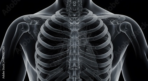 X-Ray of Human Chest with Visible Ribcage