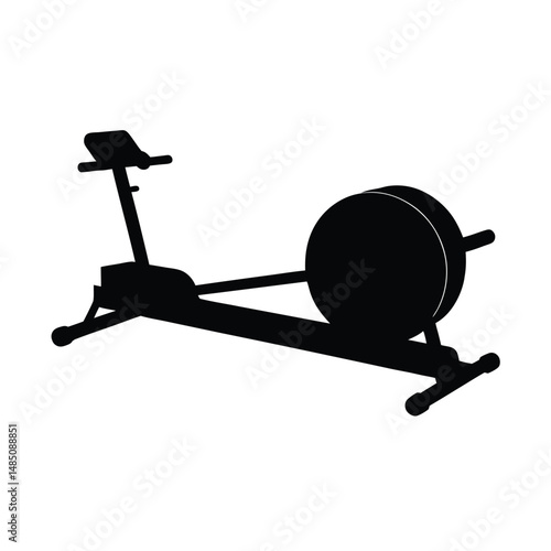 Rowing Machine Vector Silhouette on White Background