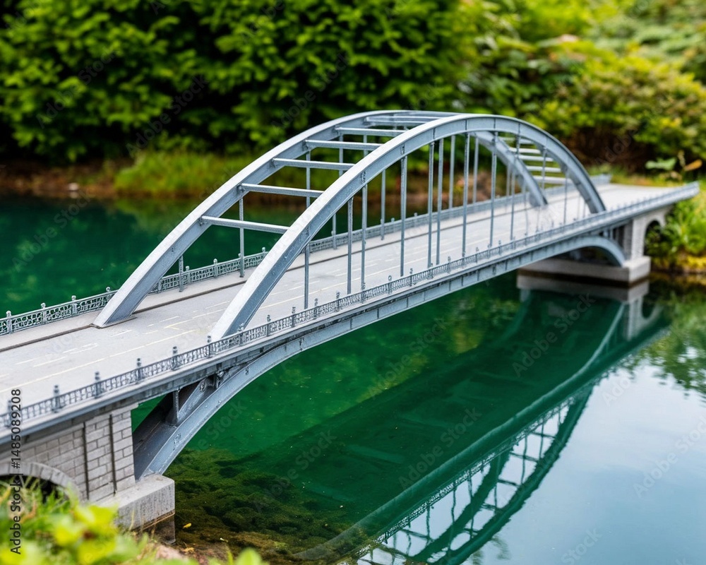 Fototapeta premium The miniature of the architectural design of the bridge is made in the form of a metal model.