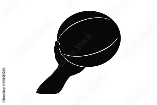 Medicine Ball with Grip Vector Silhouette on White Background