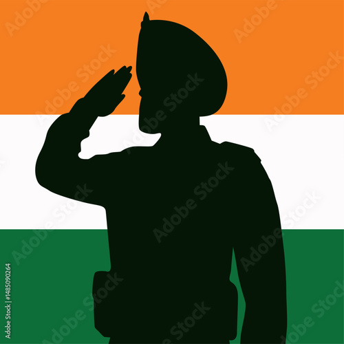 Indian army. sikh souldier. salute silhouette