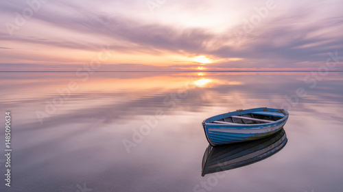 Pastel sunset reflected on a calm sea