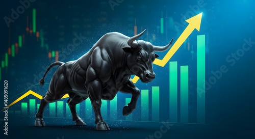 Bull Market Symbol with Rising Financial Chart