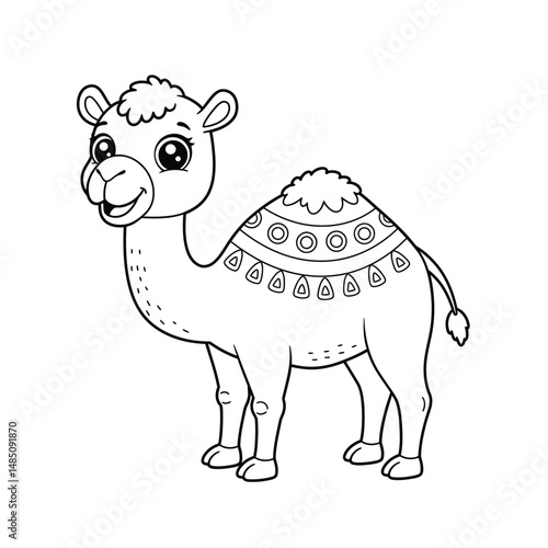 Camel Outline – Minimalist Line Art Illustration of a Desert Animal for Travel, Nature, and Educational Designs