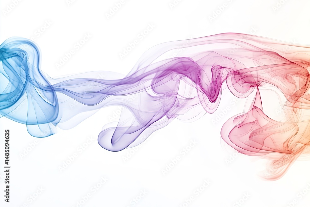 Abstract smoke swirls in a spectrum of colors against a white background Abstract smoke swirls in a spectrum of colors against a white background