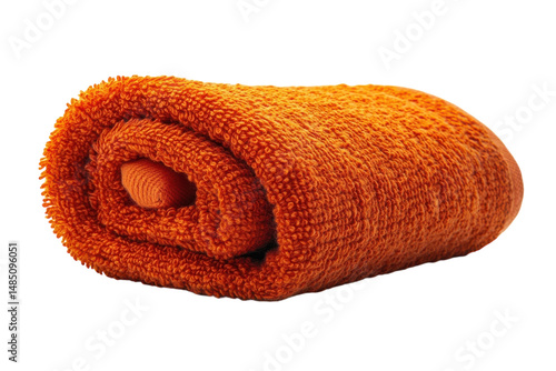 Rolled Orange Bath Towel Soft Texture Spa Luxury Cozy Home on transparent background