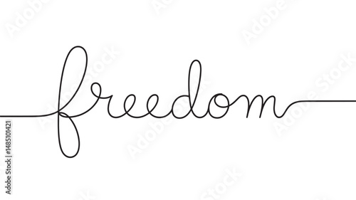 Vector text FREEDOM  words one line drawing illustration 