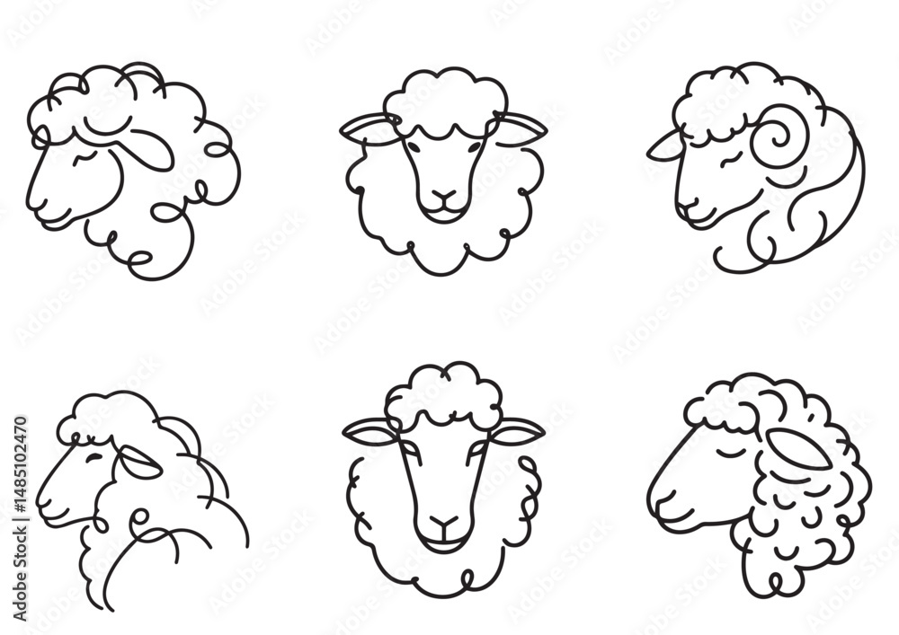 sheep set one line drawing vector illustration sheep set one line drawing vector illustration