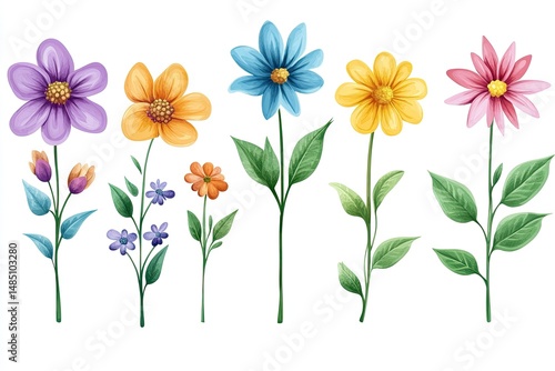 Wallpaper Mural Vibrant floral collection with various colors and styles Torontodigital.ca