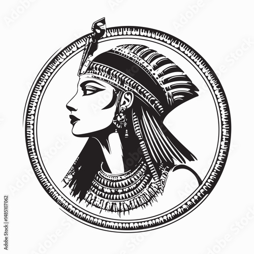 Egyptian Queen Cleopatra Image Vector Isolated on white Background.