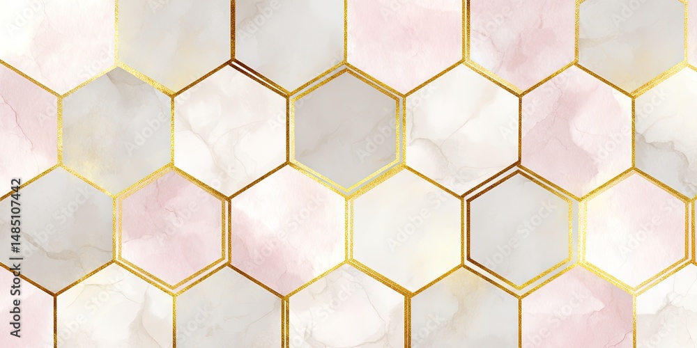Geometric Hexagon Pattern with Marble Effect Geometric Hexagon Pattern with Marble Effect