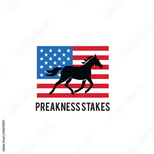 Preakness Stakes Horse Racing vector, icon. The Preakness Stakes is traditionally held on the third Saturday in May.