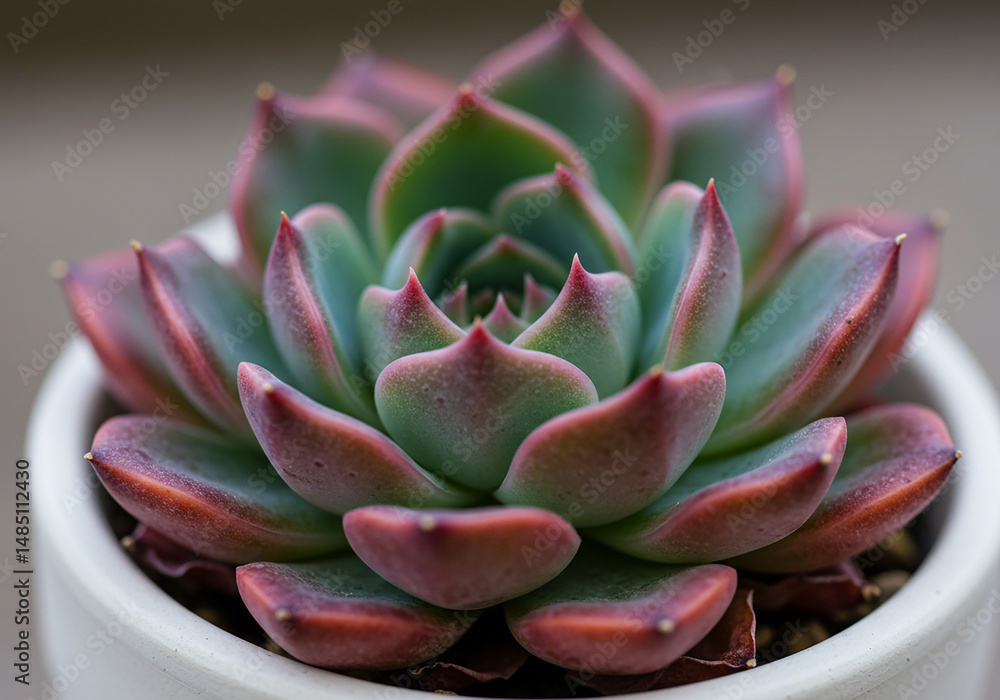 Close up view of beautiful succulent plant with green and red tipped leaves Close up view of beautiful succulent plant with green and red tipped leaves