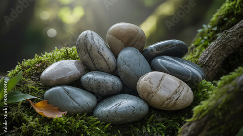 Obraz na płótnie River stone arrangement in a nature scene w salonie
