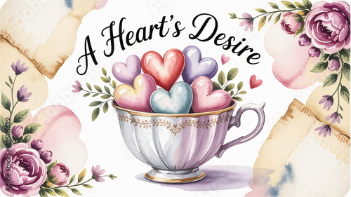 Obraz na płótnie Romantic heart collection A watercolor pattern of hearts in soft pastel colors symbolizing love pass w salonie