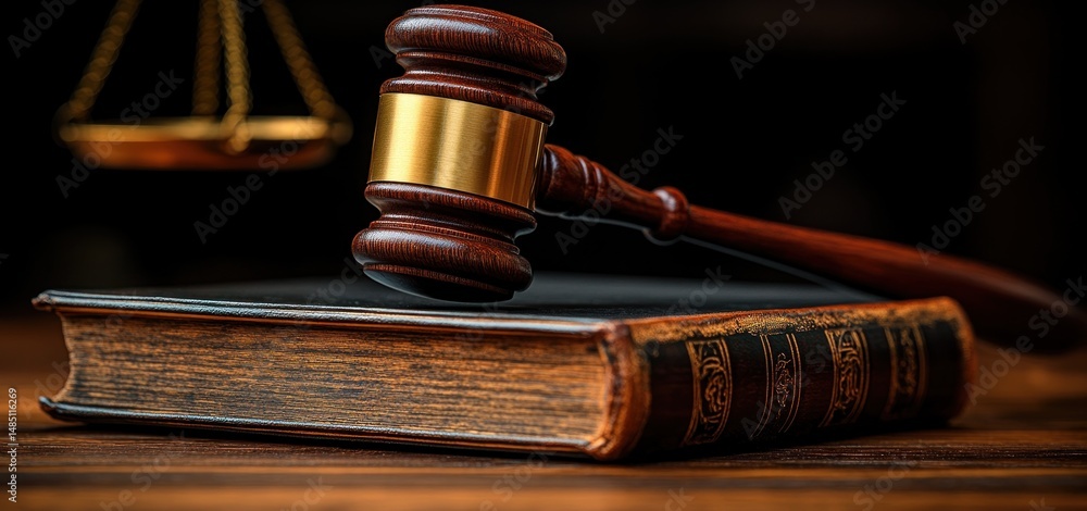 Justice, Law, and Legal System: Gavel on Ancient Law Book Justice, Law, and Legal System: Gavel on Ancient Law Book