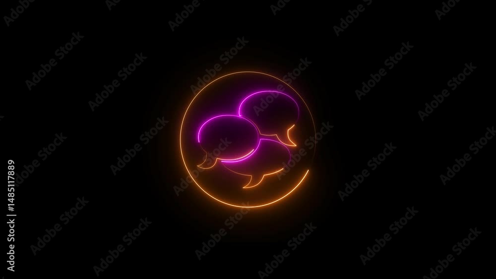 Glowing communication icon loop motion graphic. Glowing communication icon loop motion graphic.