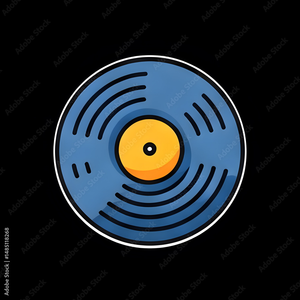 blue and orange vinyl record icon logo on isolated black background blue and orange vinyl record icon logo on isolated black background