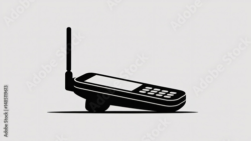 Obraz na płótnie Satellite phone silhouette flat vector isolated on a white background w salonie