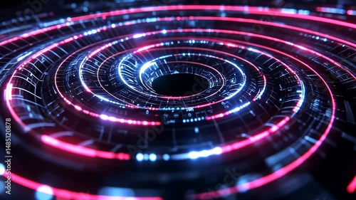 Wallpaper Mural A captivating digital spiral of swirling lines and lights showcases vibrant colors in a abstract futuristic style Torontodigital.ca