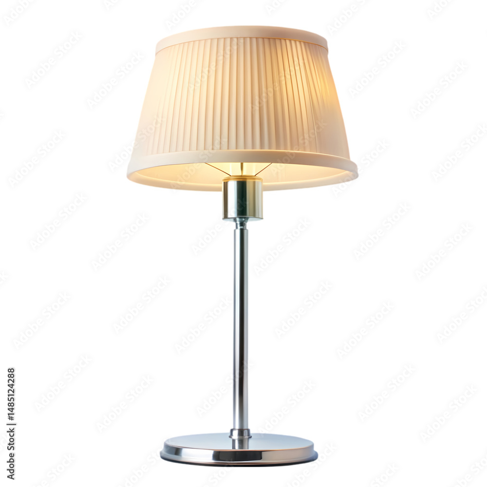 Modern Table Lamp: Beige Shade, Chrome Base Modern Table Lamp: Beige Shade, Chrome Base
