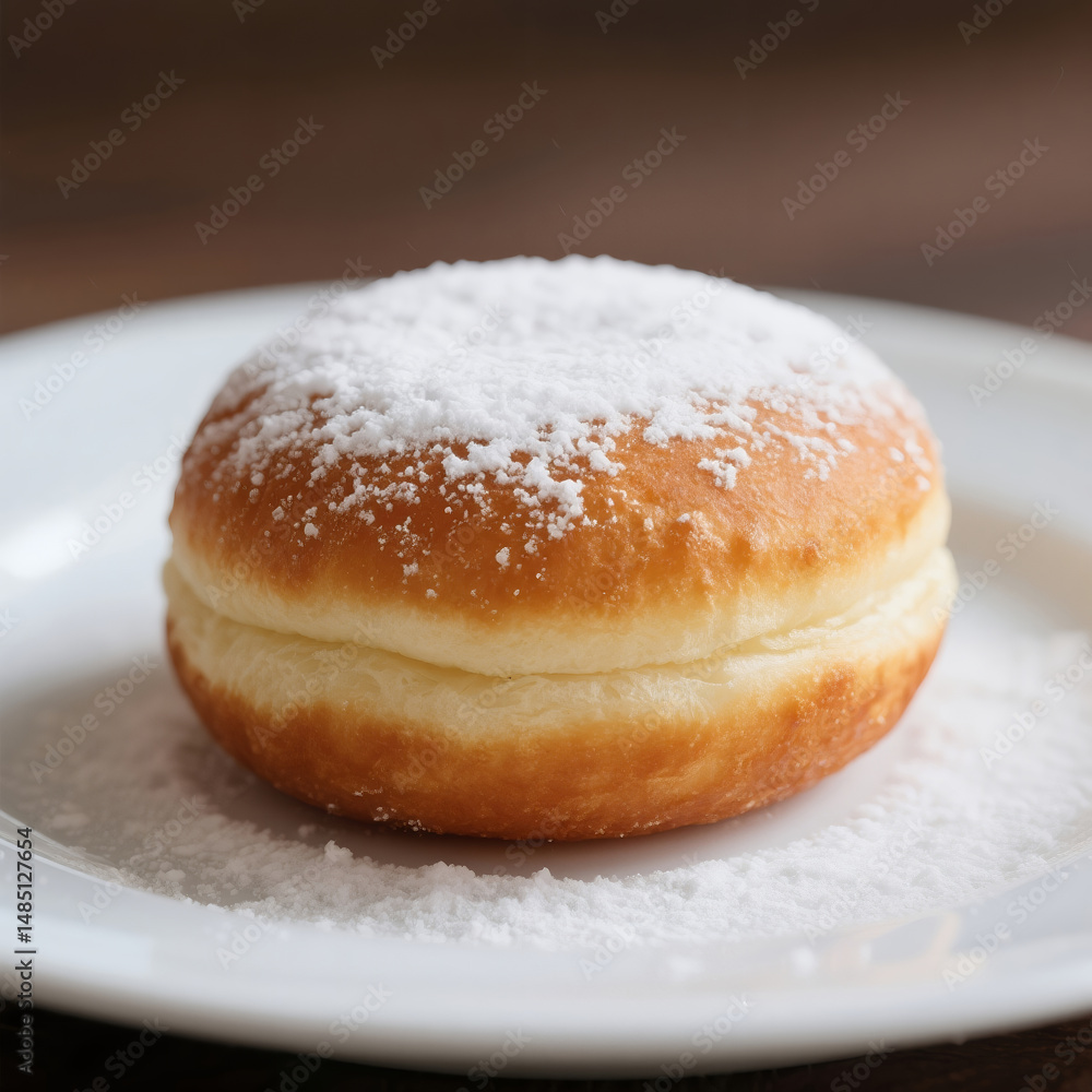 Traditional Berliner Pfannkuchen with Powdered Sugar Traditional Berliner Pfannkuchen with Powdered Sugar
