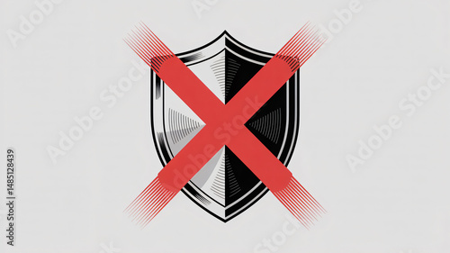 Obraz na płótnie Shield with a virus crossed out isolated on a white background w salonie