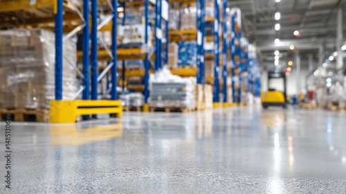 Wallpaper Mural A low-angle view captures the gleaming metal racking of a cold storage facility, the floor gleaming with frozen condensation Torontodigital.ca