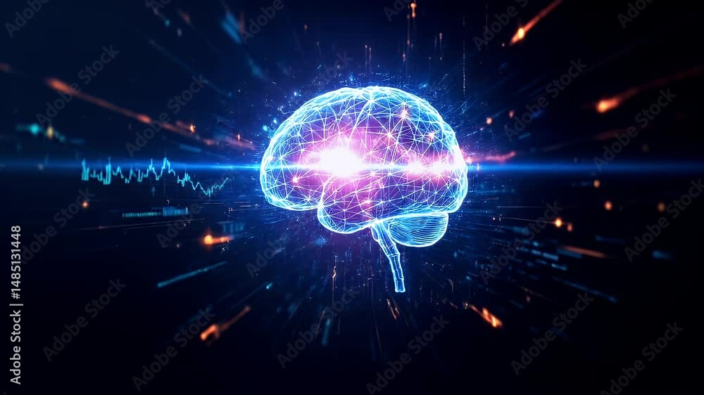 Futuristic Brain with Data Visualization, Symbolizing AI and Data Analysis Futuristic Brain with Data Visualization, Symbolizing AI and Data Analysis