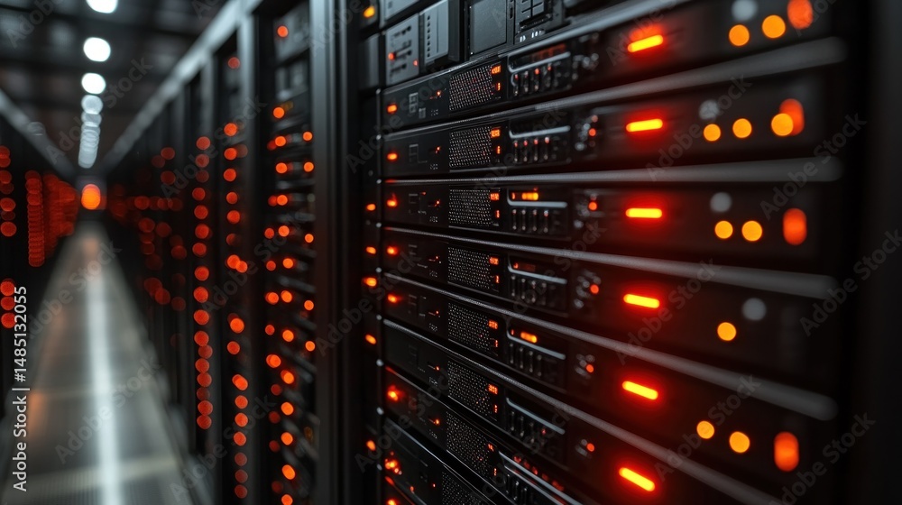 Illuminated Server Racks in a Modern Data Center Illuminated Server Racks in a Modern Data Center