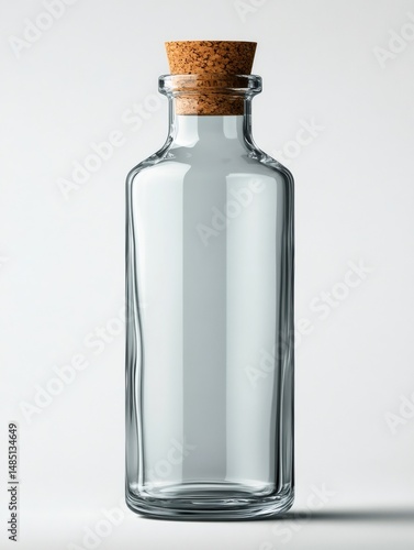 Wallpaper Mural Empty glass bottle with cork lid standing on white background Torontodigital.ca
