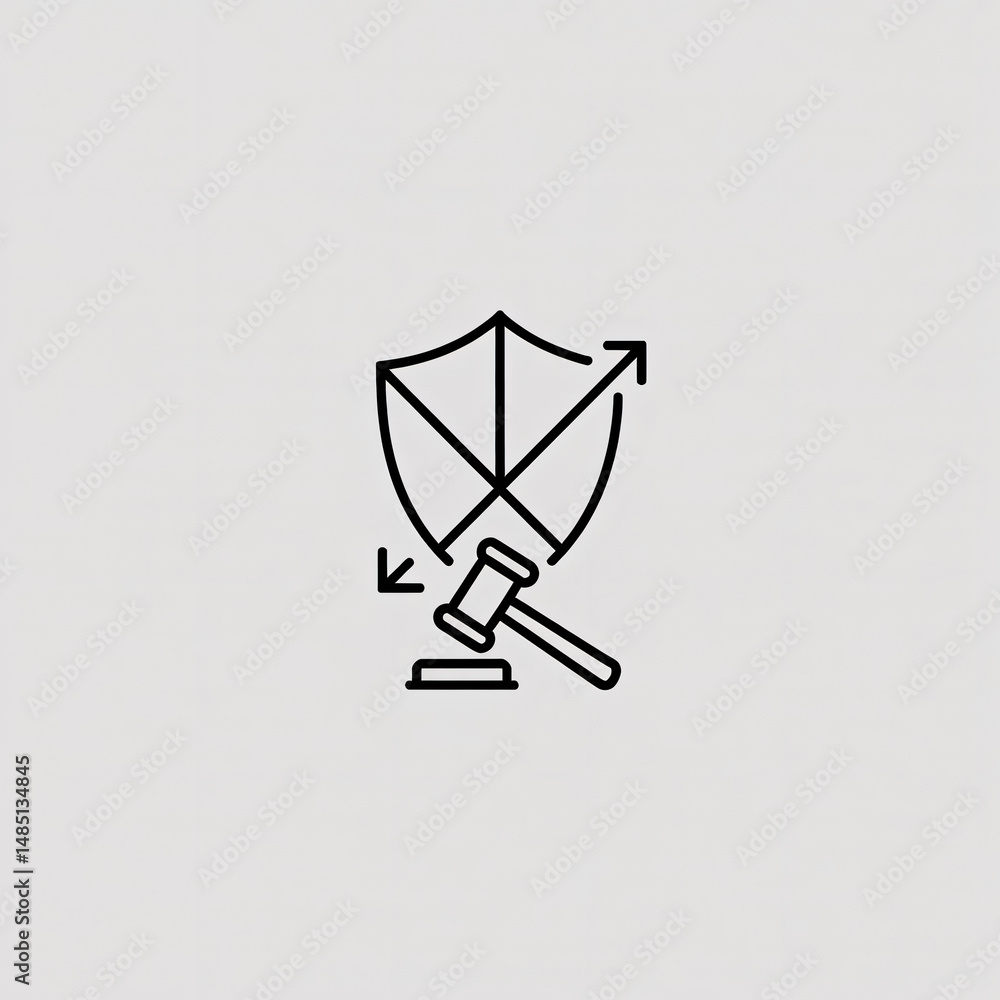 Sophisticated line art icons set for finance and legal protection
