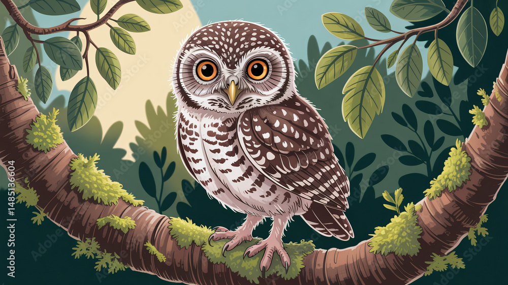 Spotted owlet illustration